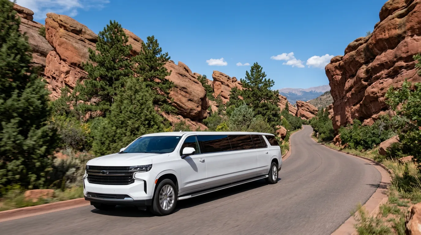 Loveland white Chevy Suburban 20 passenger stretch limo